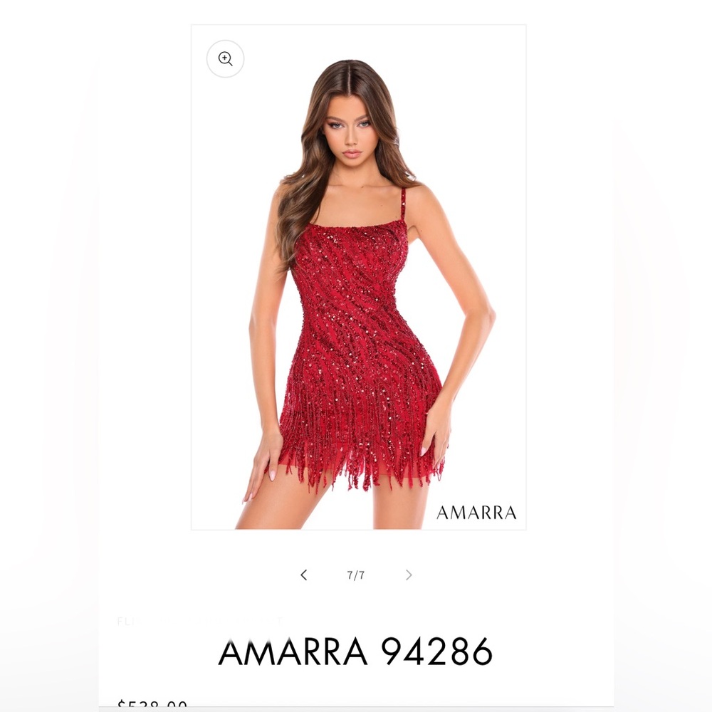 Amarra fall/winter 2024 red beaded cocktail HoCo dress size 00 NWT corset back